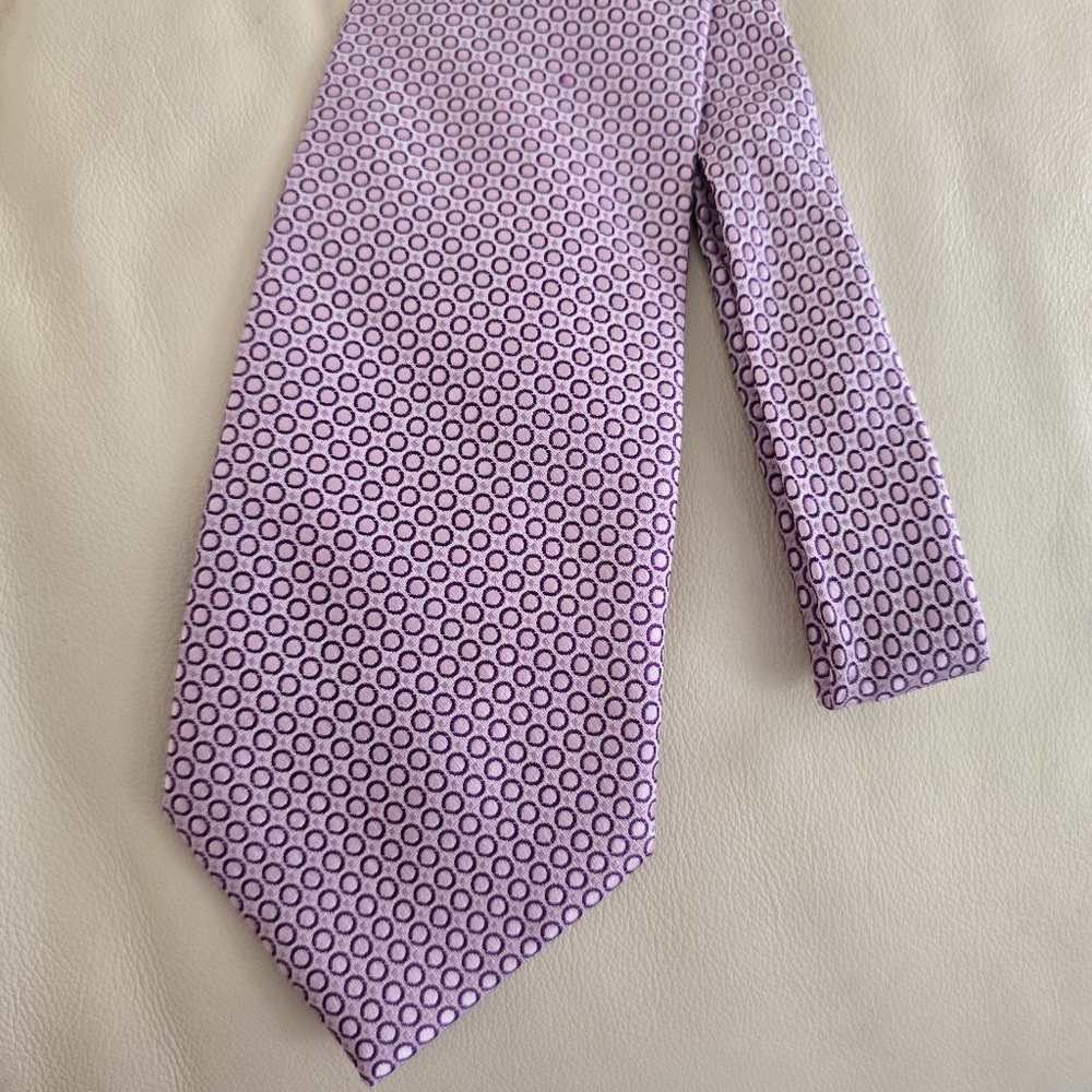 JS Blank and Co. Geometric Pink Patterned Silk Necktie Tie